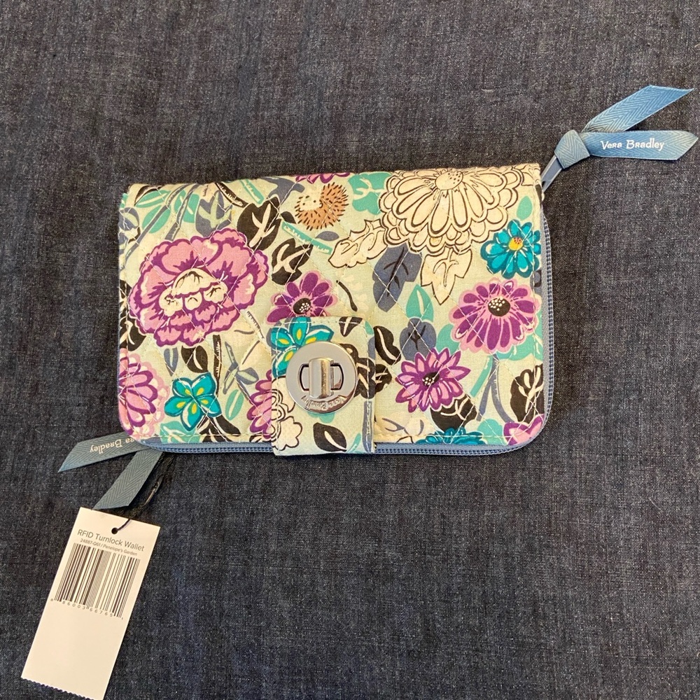 Vera Bradley Floral Wallet - Purple, Blue, Cream NWT